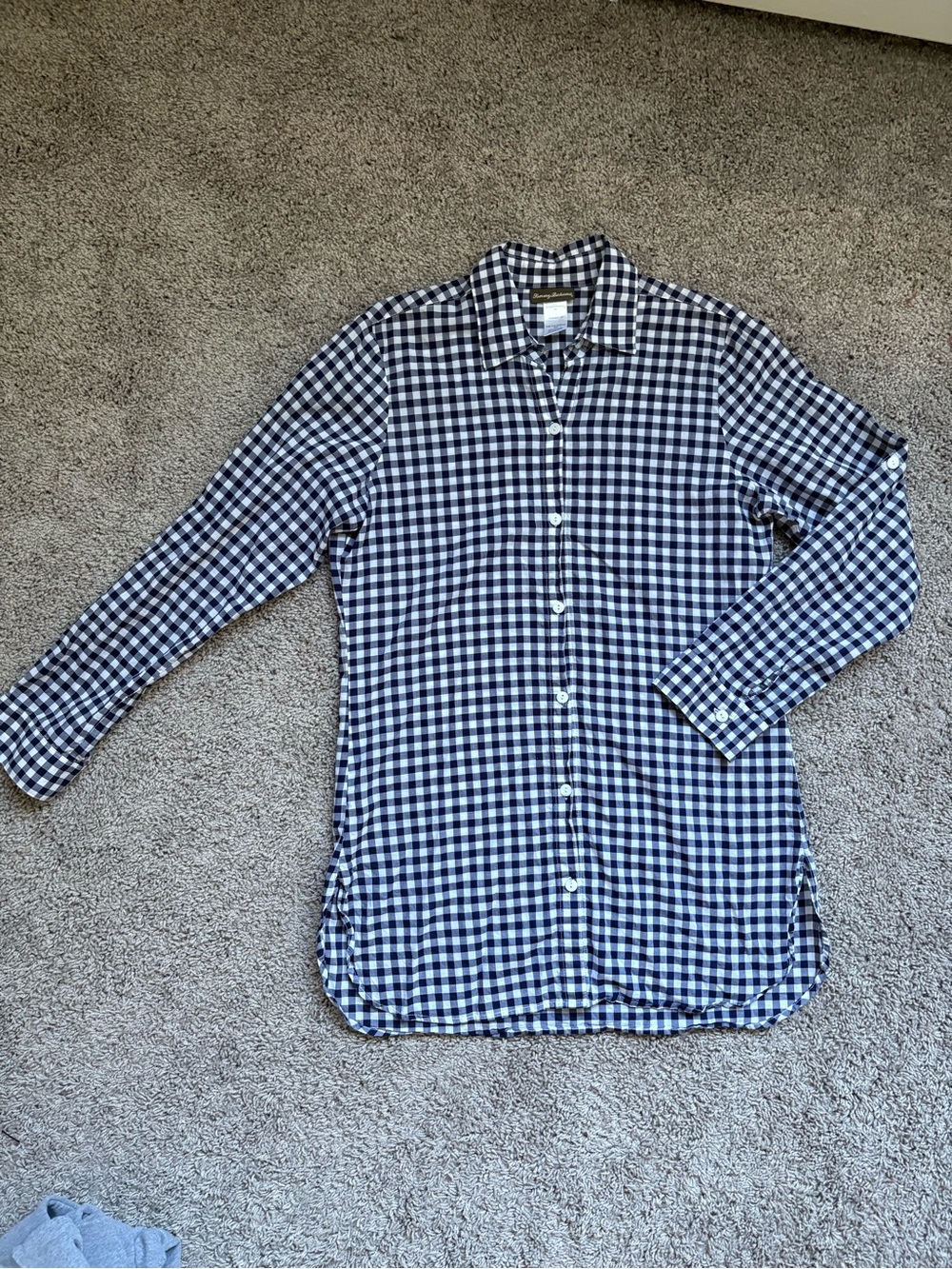 Tommy Bahama Navy & White Gingham Button-Down boyfriend Shirt
